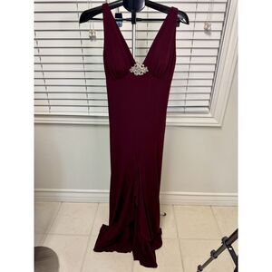 Bari Jay - Y2K 90's - V Neck Wide Strap Raspberry Empire Waist  Prom Dress  Sz 8